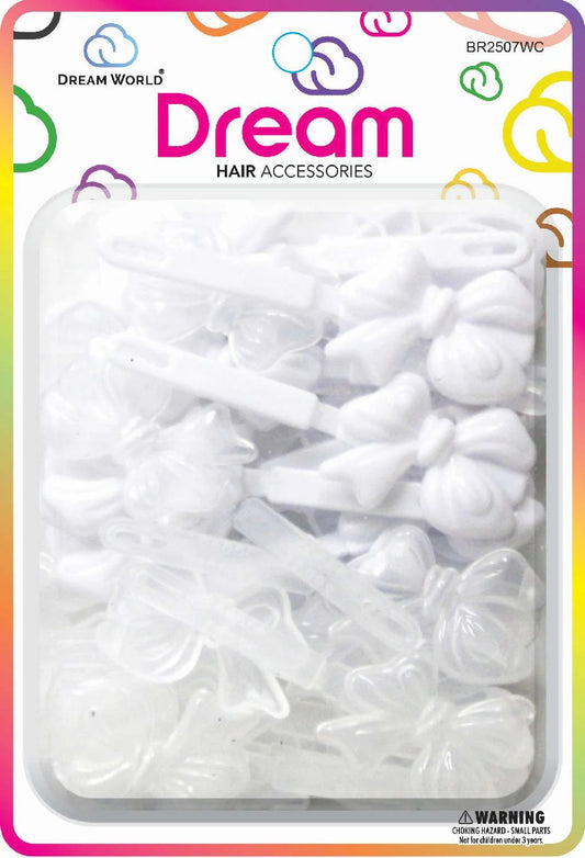 DREAM BARRETTES #07 SOFT RIBBON 28PC WHITE AND CLEAR