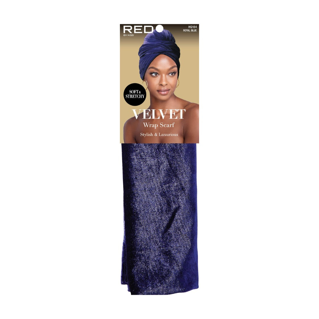 Red Velvet Head Wrap Scarf - Royal Blue