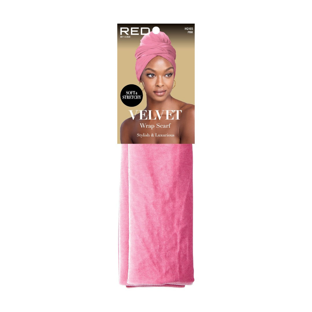 Red Velvet Head Wrap Scarf - Pink