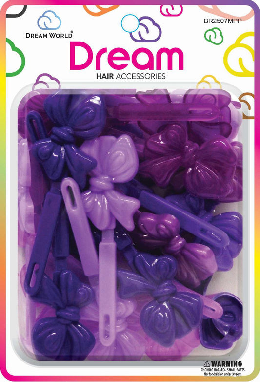DREAM BARRETTES #07 SOFT RIBBON 28PC MIX PURPLE