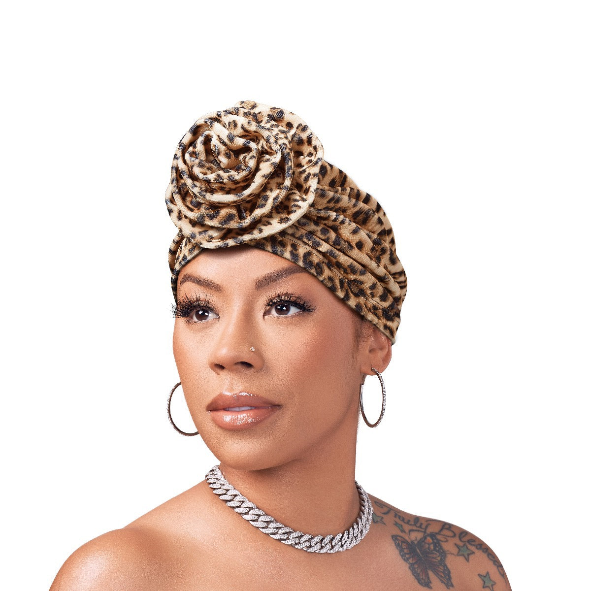 RED Ritzy Velvet Top Knot Turban Leopard