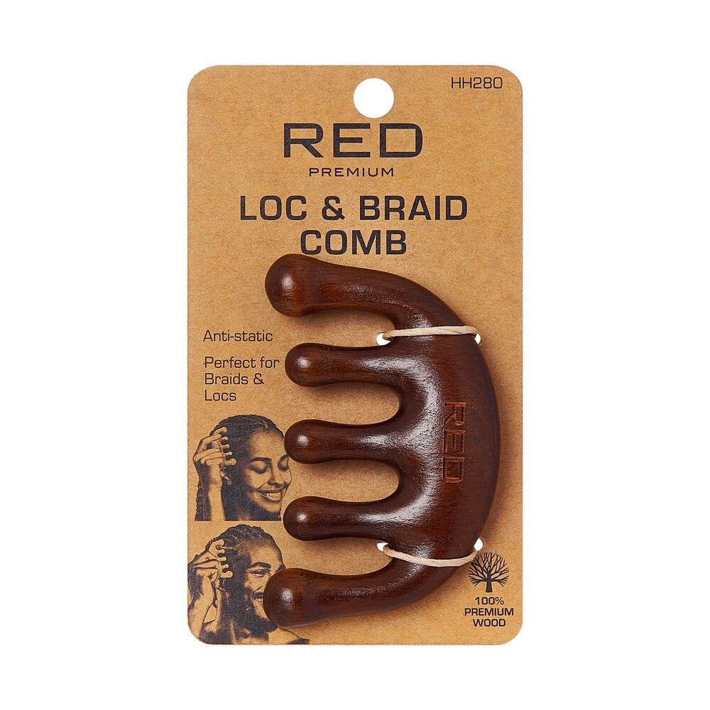 RED Loc and Braid Comb Wood