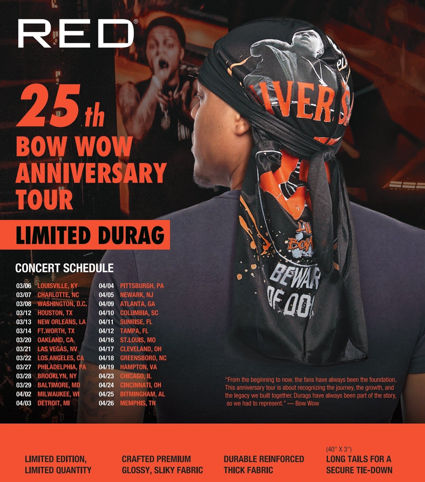RED Bow Wow 25TH Anniversary Durag