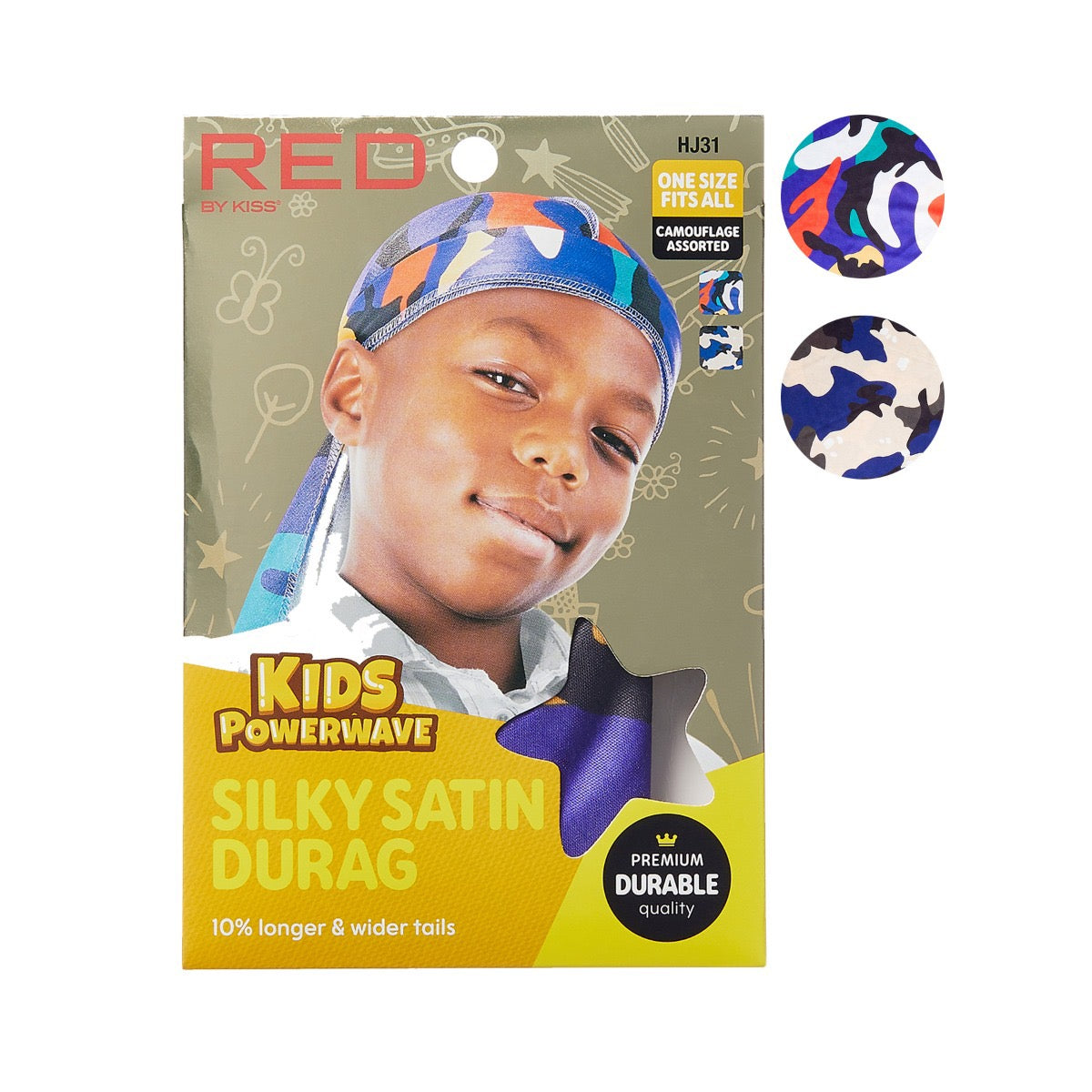 RED Kids Powerwave Silky Durag Military