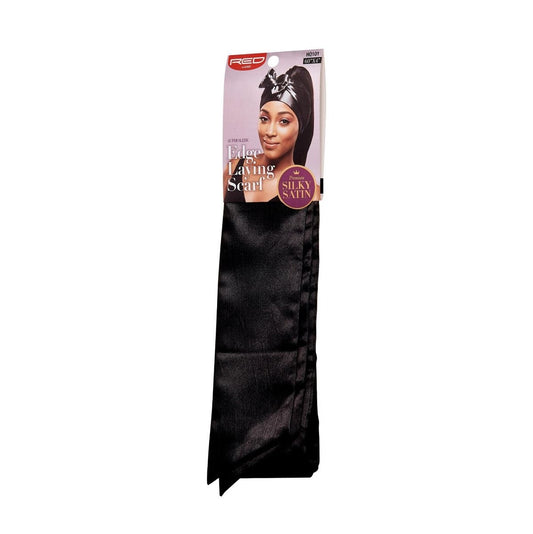 Red Silky Satin Edge Scarf Black