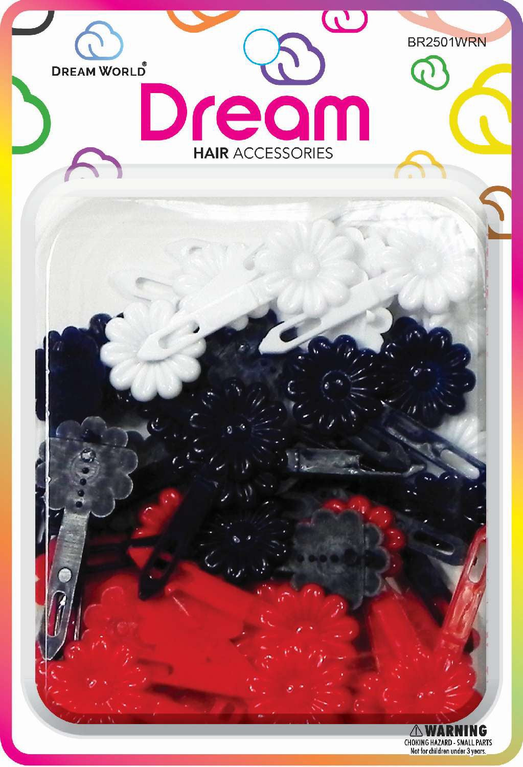 DREAM BARRETTES #01 DAISY 60PC WHITE, RED, AND NAVY