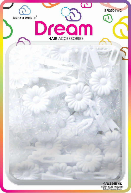 DREAM BARRETTES #01 DAISY 60PC WHITE AND CLEAR