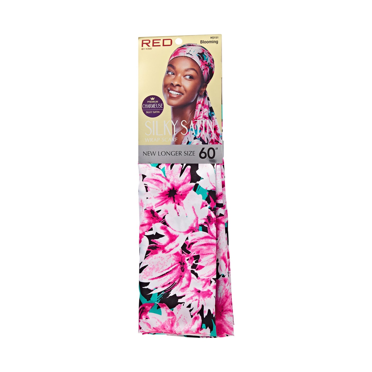 RED SILKY SATIN WRAP SCARF -  BLOOMING