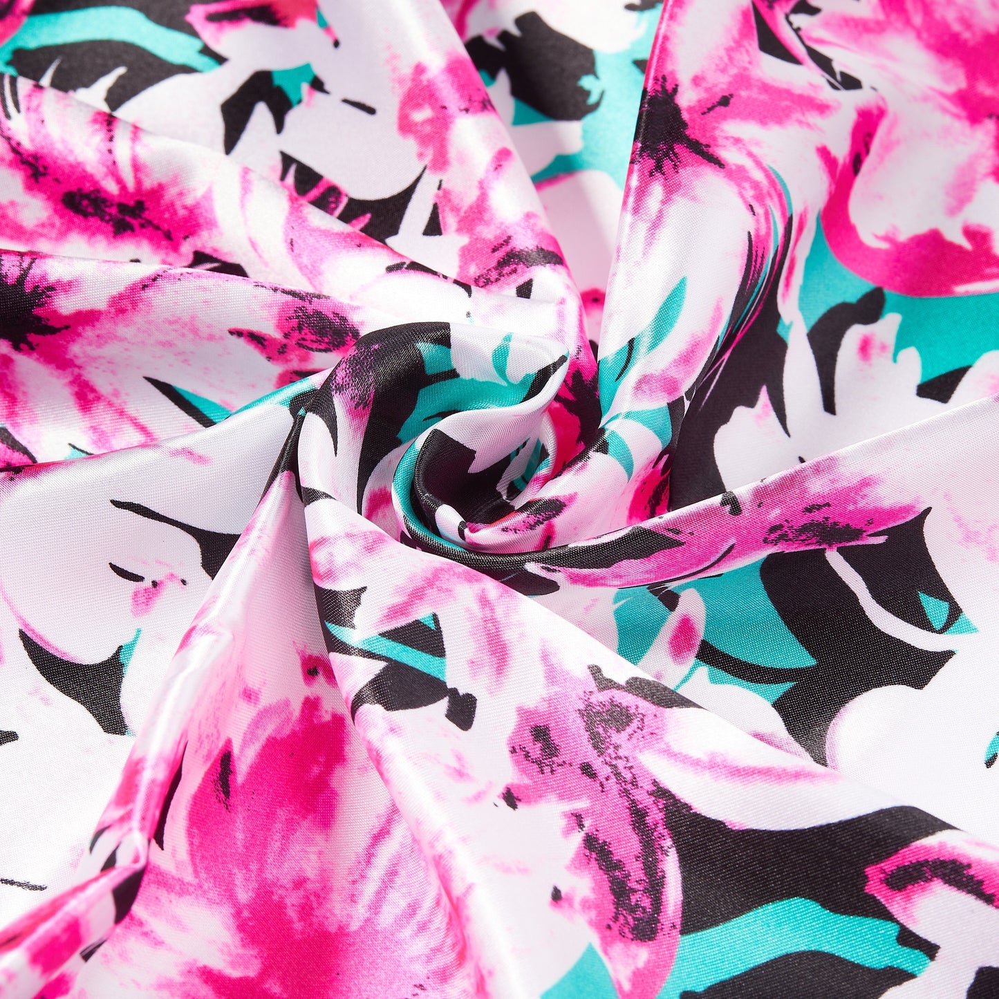 RED SILKY SATIN WRAP SCARF -  BLOOMING