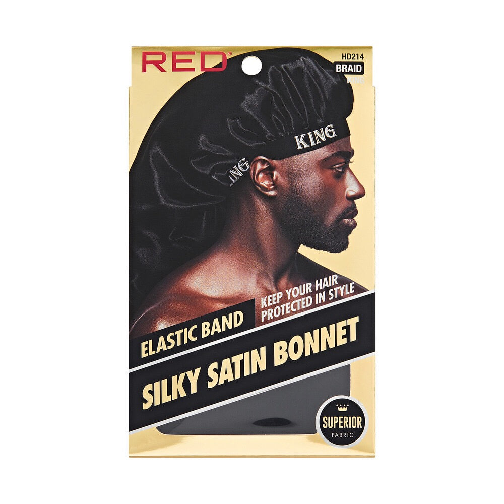 RED SATIN ELASTIC BONNET BRAID KING