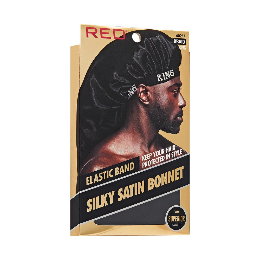 RED SATIN ELASTIC BONNET BRAID KING