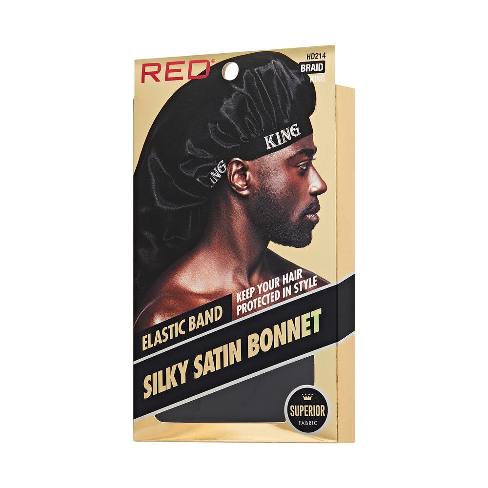 RED SATIN ELASTIC BONNET BRAID KING