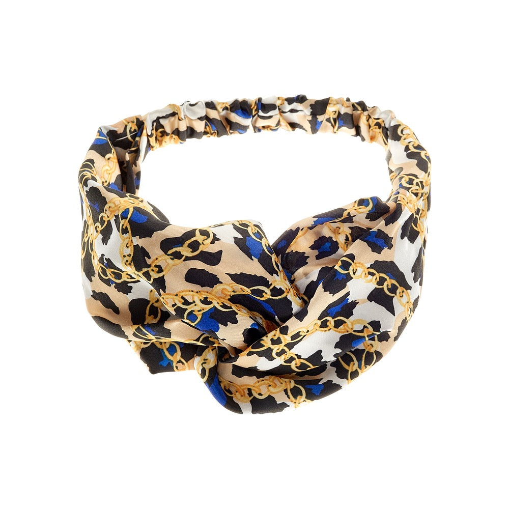 Red Twisted Silky Headband - Luxe Leopard