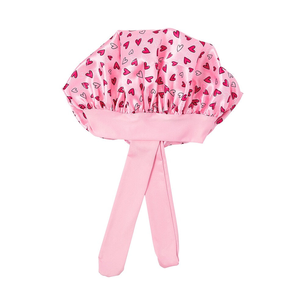 RED KIDS ADJUSTABLE TIE BONNET HEARTS