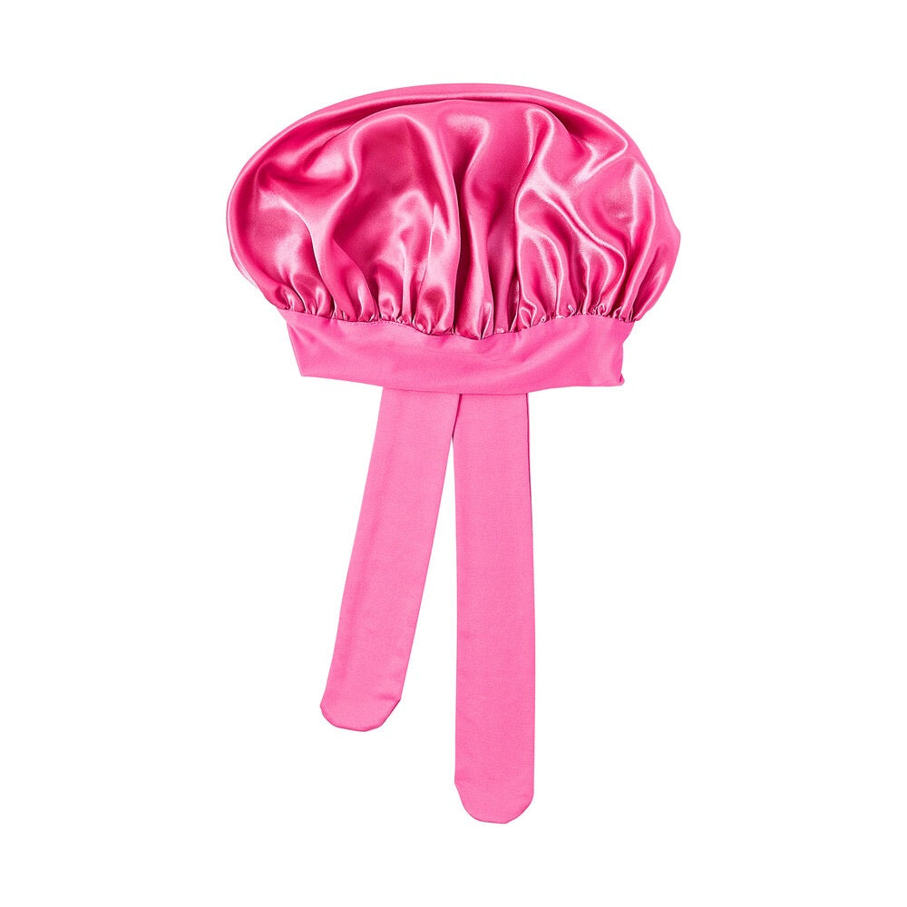 RED KIDS ADJUSTABLE TIE BONNET PINK