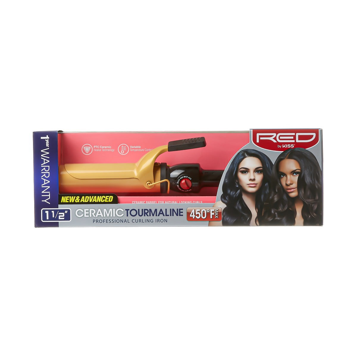 Red Ceramic Ionic Curling Iron 1-1/2"