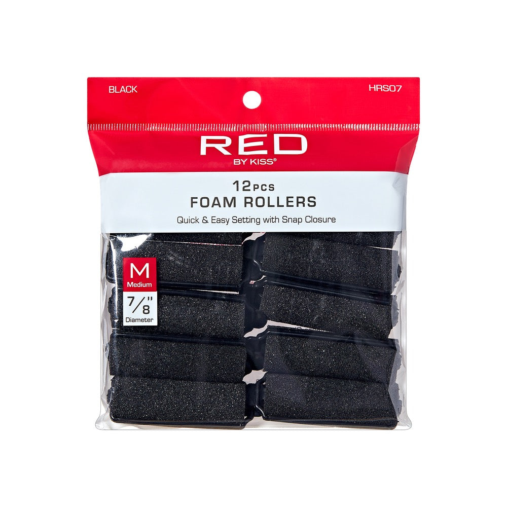 RED Foam Rollers Medium 7/8" 12PC Black