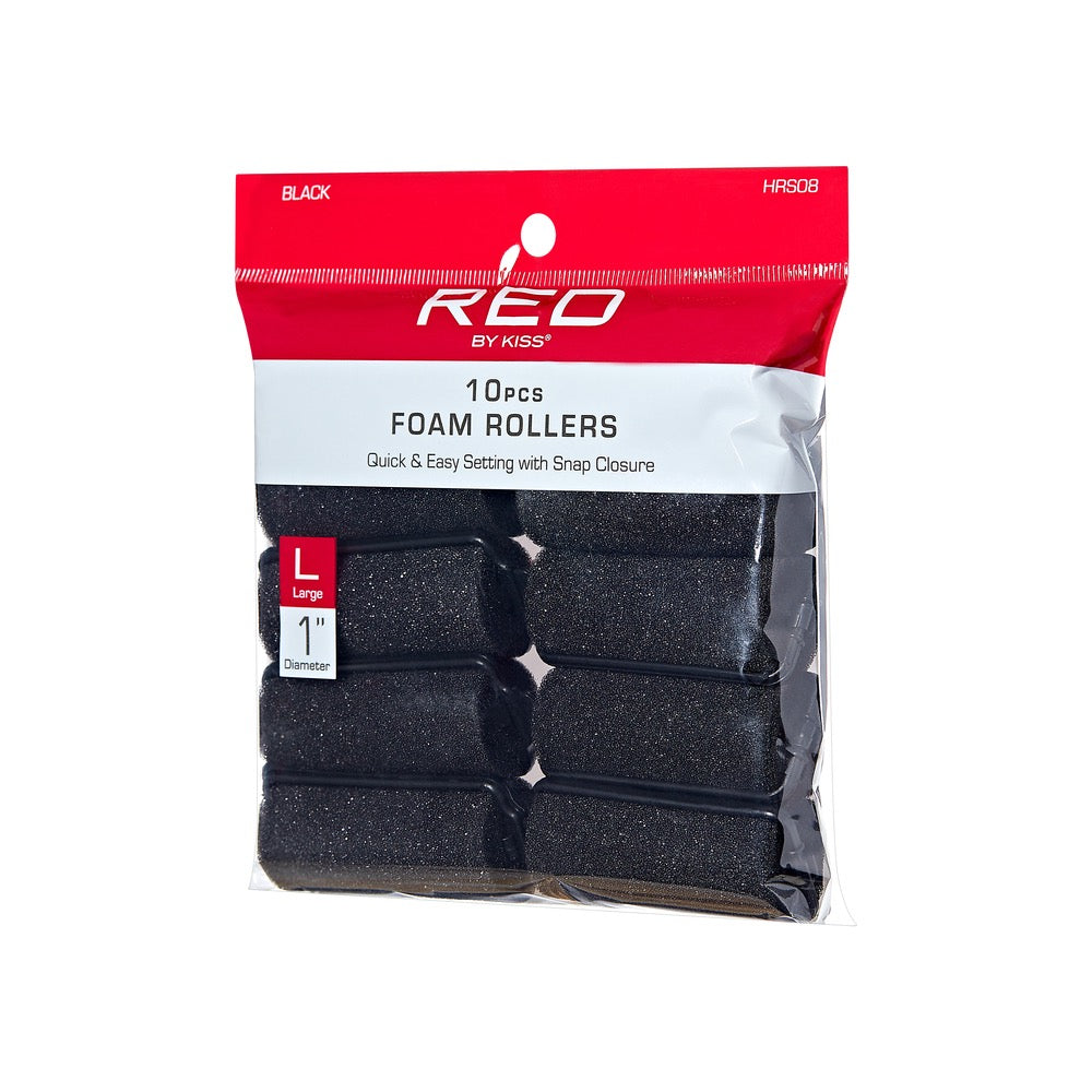 RED Foam Rollers Large 1" 10PC Black