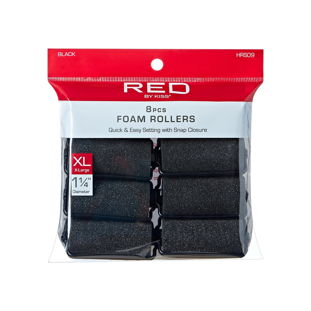 RED Foam Rollers Extra Large XL 1-1/4" 8PC Black