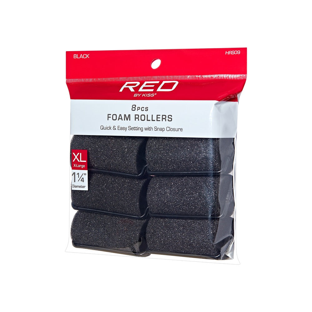 RED Foam Rollers Extra Large XL 1-1/4" 8PC Black