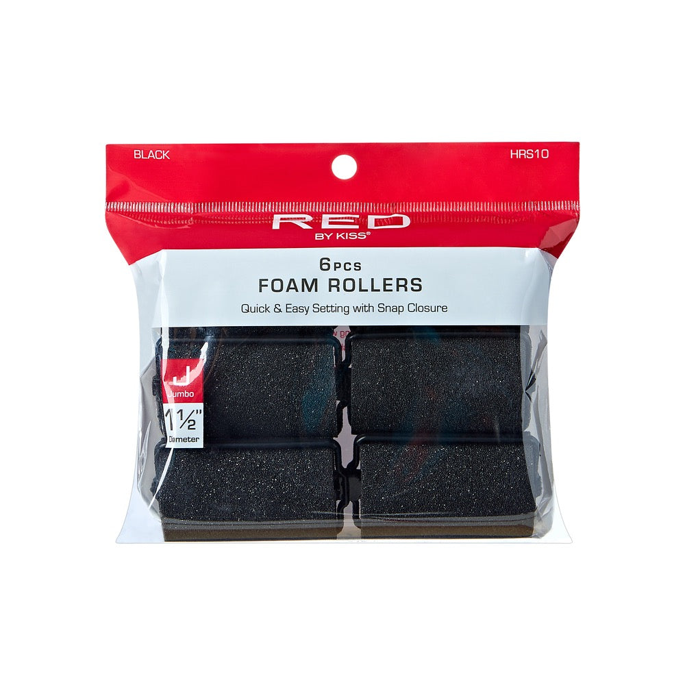 RED Foam Rollers Jumbo 1-1/2" 6PC Black