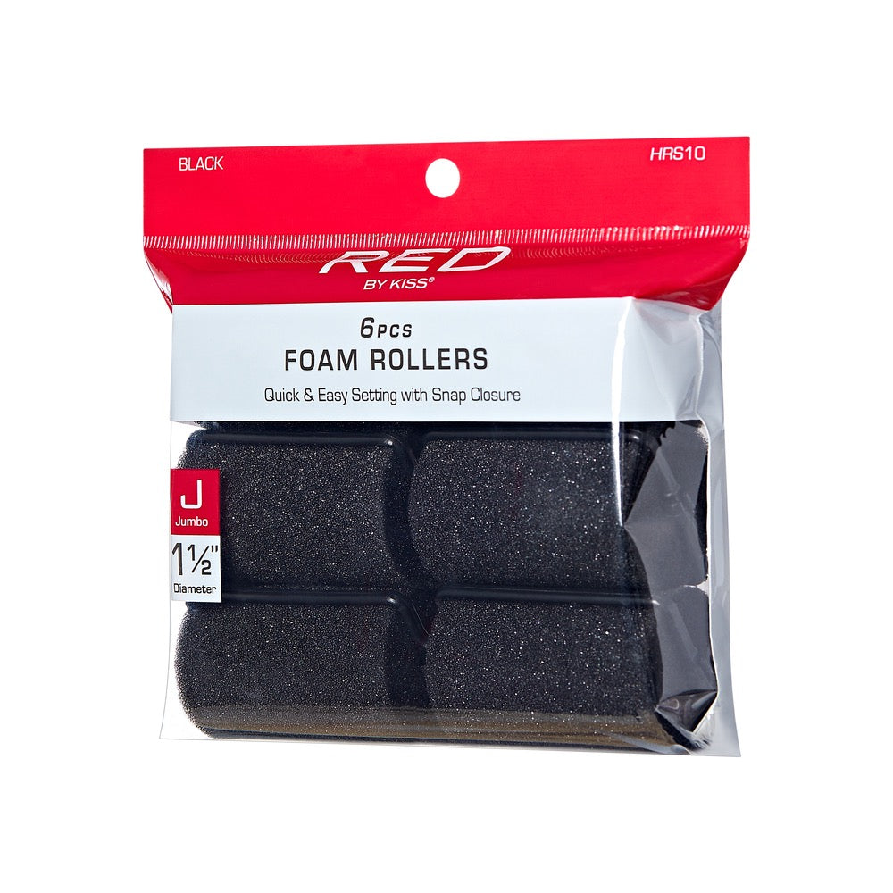 RED Foam Rollers Jumbo 1-1/2" 6PC Black