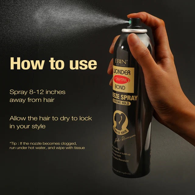 EBIN Wonder Ponytail Bond Freeze Spray - Extreme Hold 2.7OZ