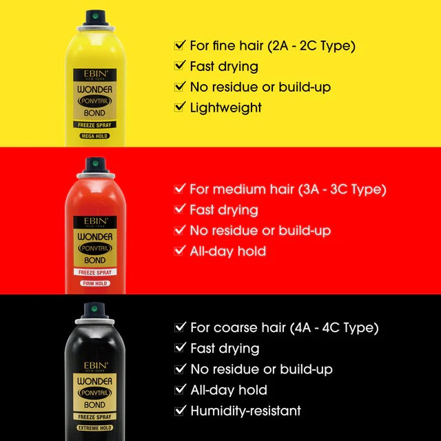 EBIN Wonder Ponytail Bond Freeze Spray - Extreme Hold 2.7OZ