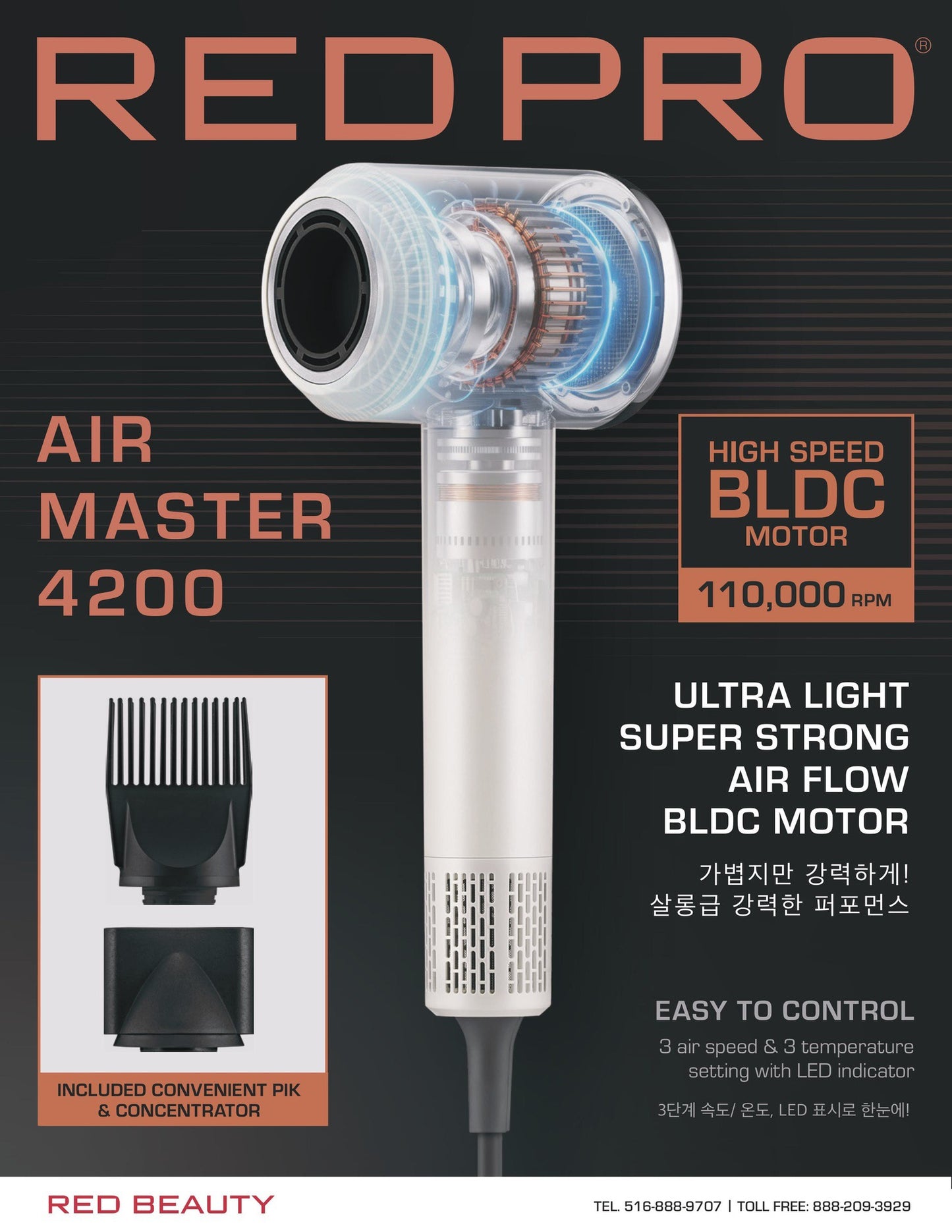 RED Pro BLDC Dryer Air Master 4200 Black