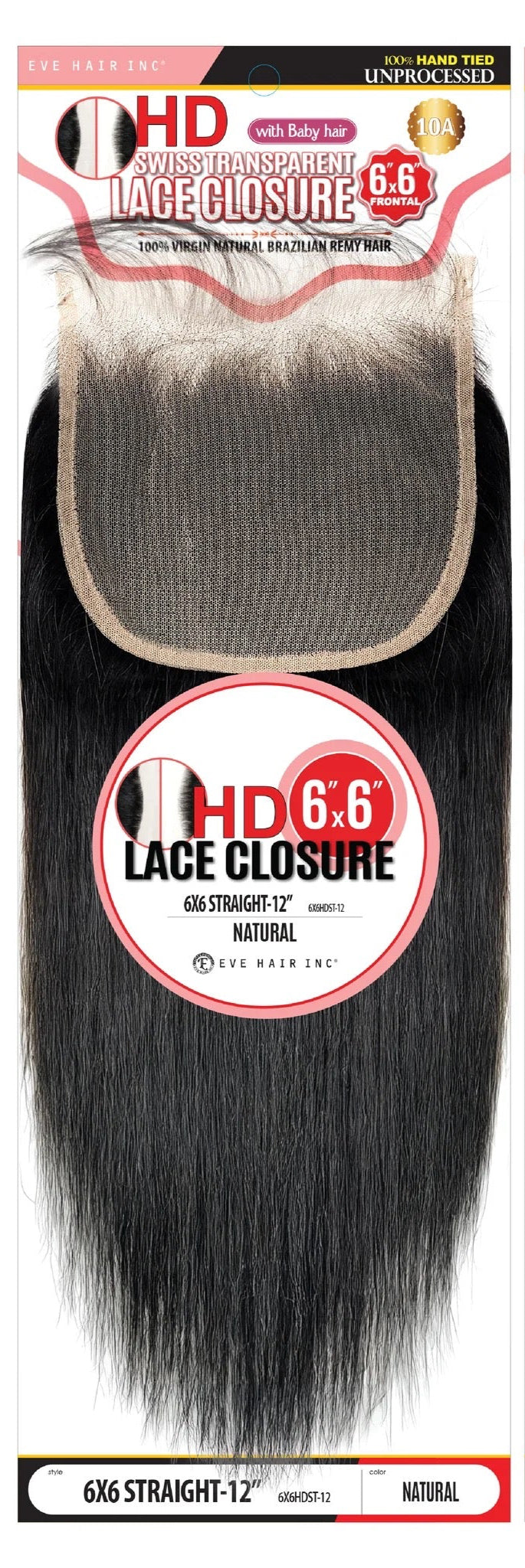 Eve HD Swiss Lace Closure 6X6 Straight