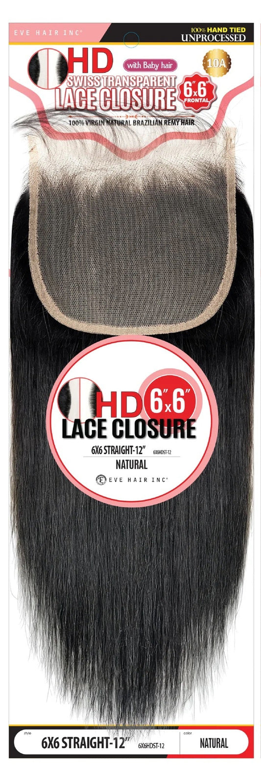 Eve HD Swiss Lace Closure 6X6 Straight