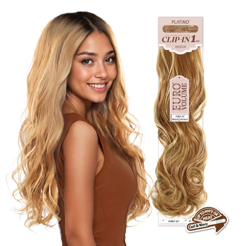 EVE Platino Euro Volume 1 Piece Clip In Curly 22 Inches
