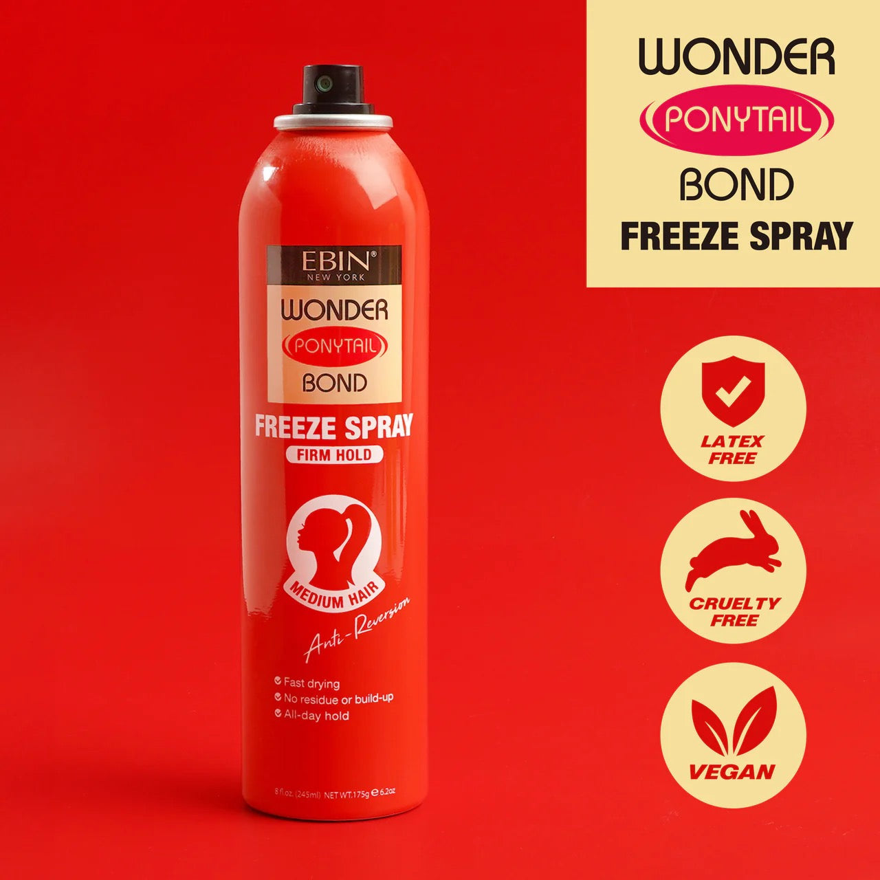 EBIN Wonder Ponytail Bond Freeze Spray - Firm Hold 8 oz