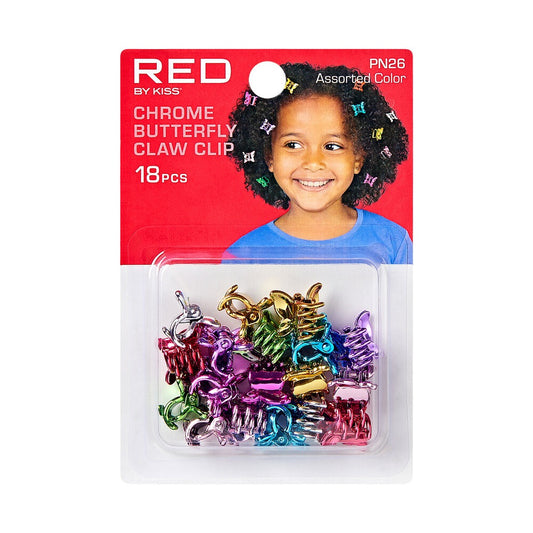 RED Kids Chrome Butterfly Claw Clips Mini 18 pcs