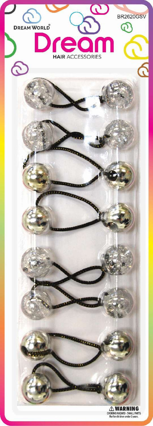 DREAM P/T 20MM 10PC GLITTER SILVER ASSORTED