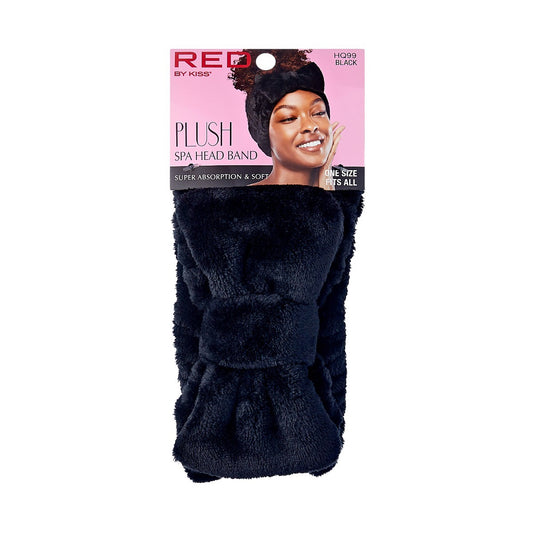 RED Plush Spa Headband Black