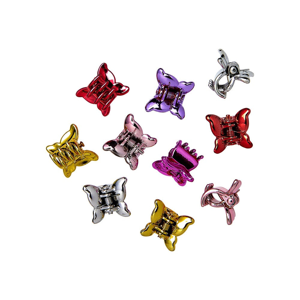 RED Kids Chrome Butterfly Claw Clips Mini 18 pcs