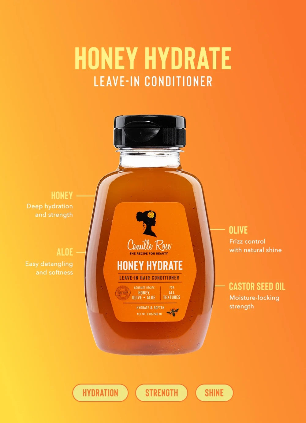 Camille Rose Honey Hydrate Leave-In Conditioner 8oz