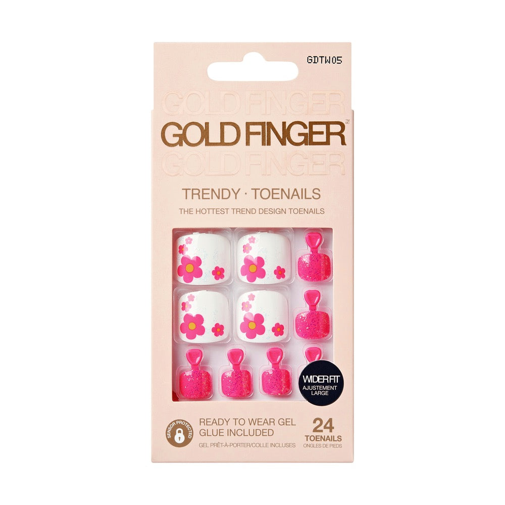 Gold Finger Trendy Wider Fit Toenails Florals