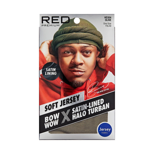 RED Satin Lined Halo Turban Jersey - Olive