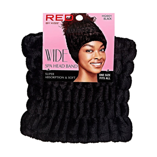 RED Wide Spa Headband Black