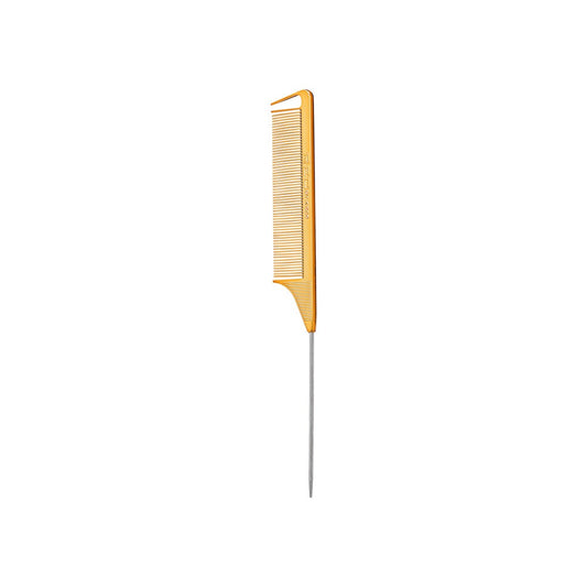 Red Parting Pin Tail Comb Gold Chrome