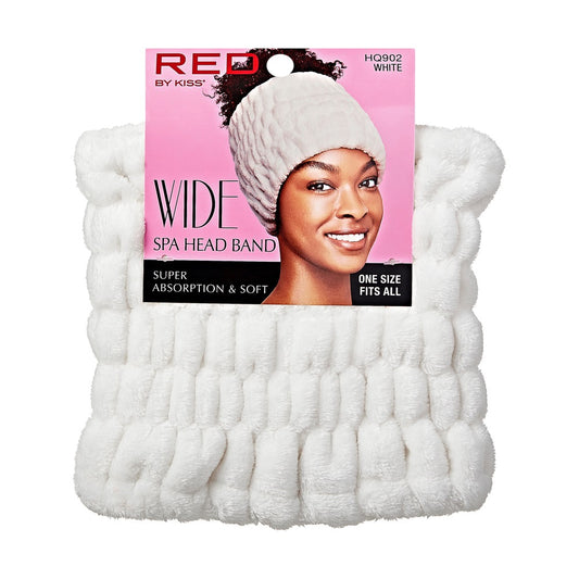RED Wide Spa Headband White