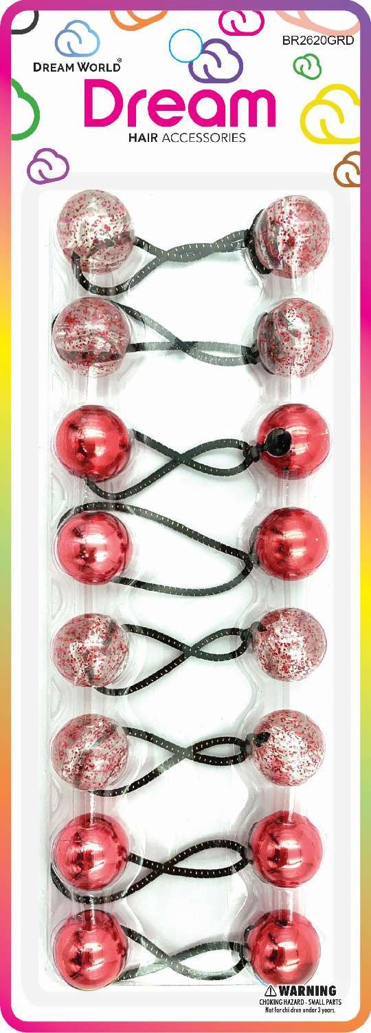 DREAM P/T 20MM 10PC GLITTER RED ASSORTED