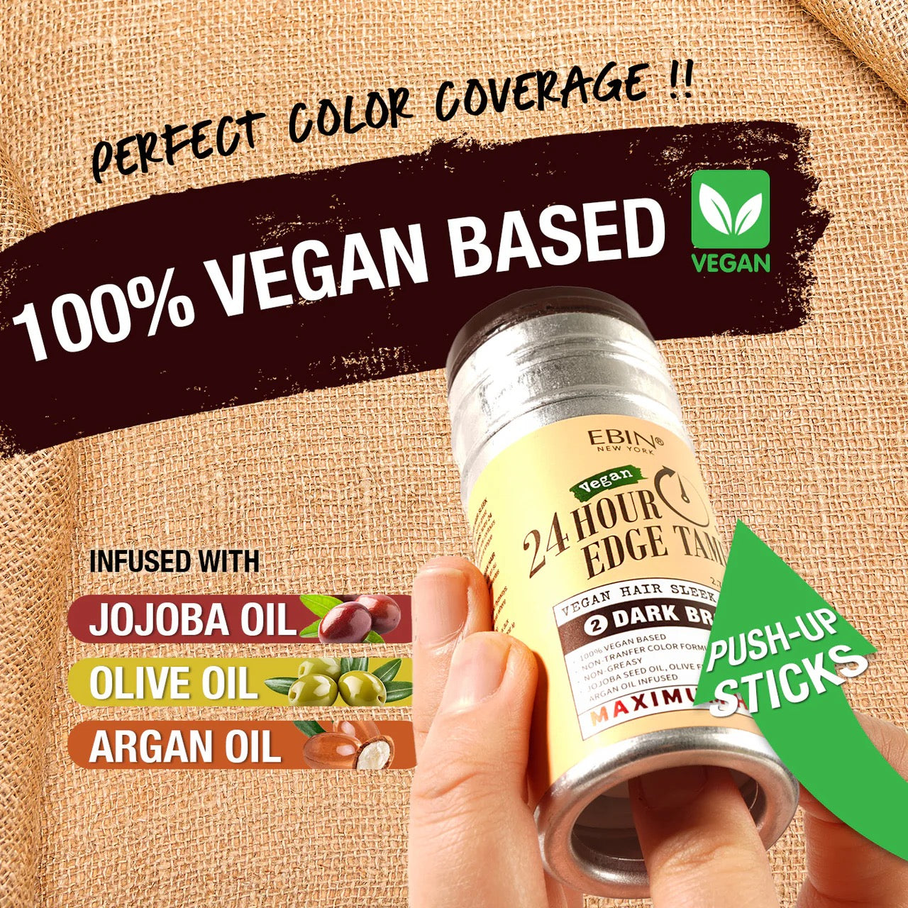 EBIN Vegan Colored Hair Sleek Stick 2.7 oz Dark Brown