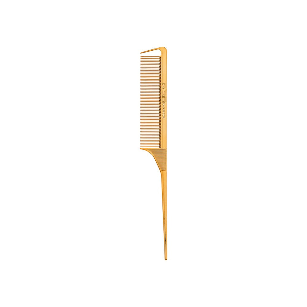 Red Parting Rat Tail Comb Gold Chrome