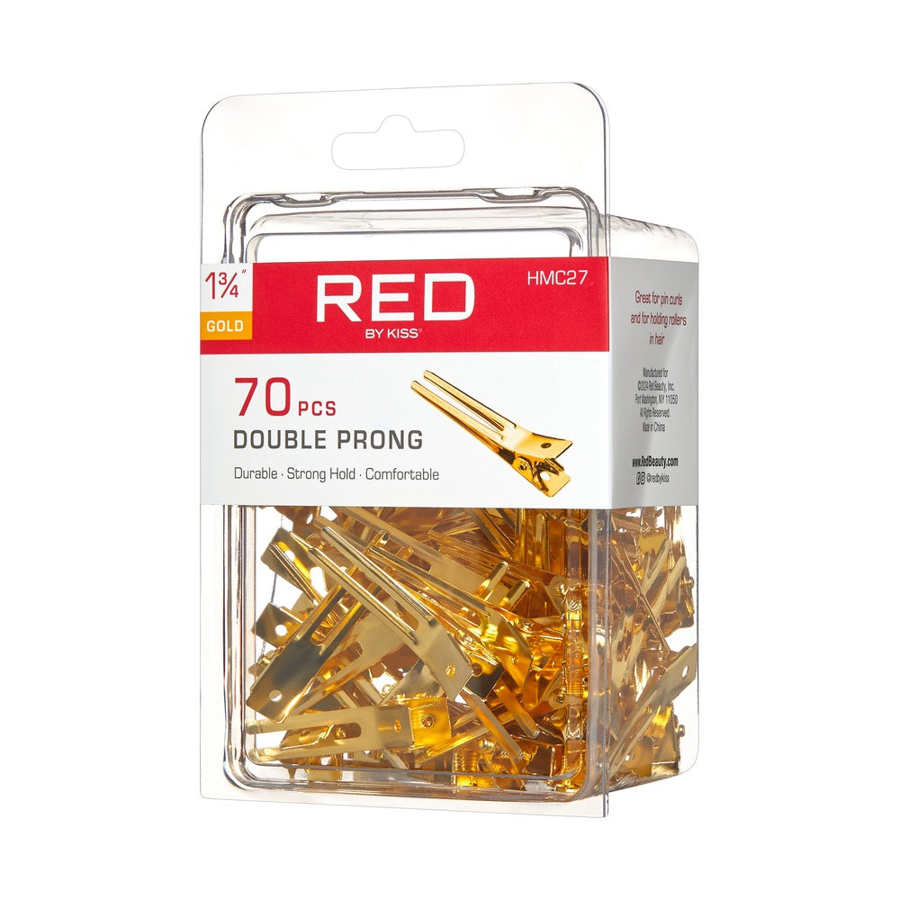 RED Double Prong Clips 1-3/4" 70 pcs Gold
