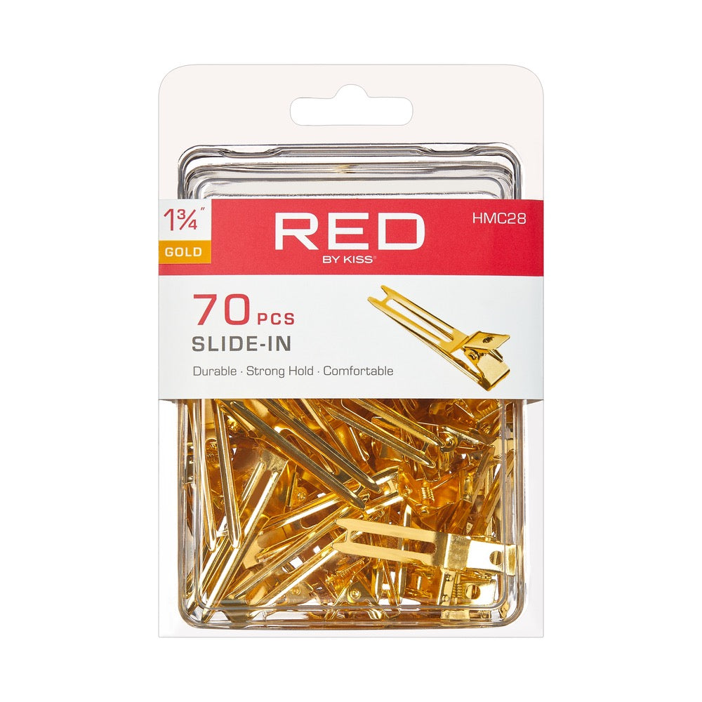 RED Double Prong Slide In Clips 1-3/4" 70 pcs Gold