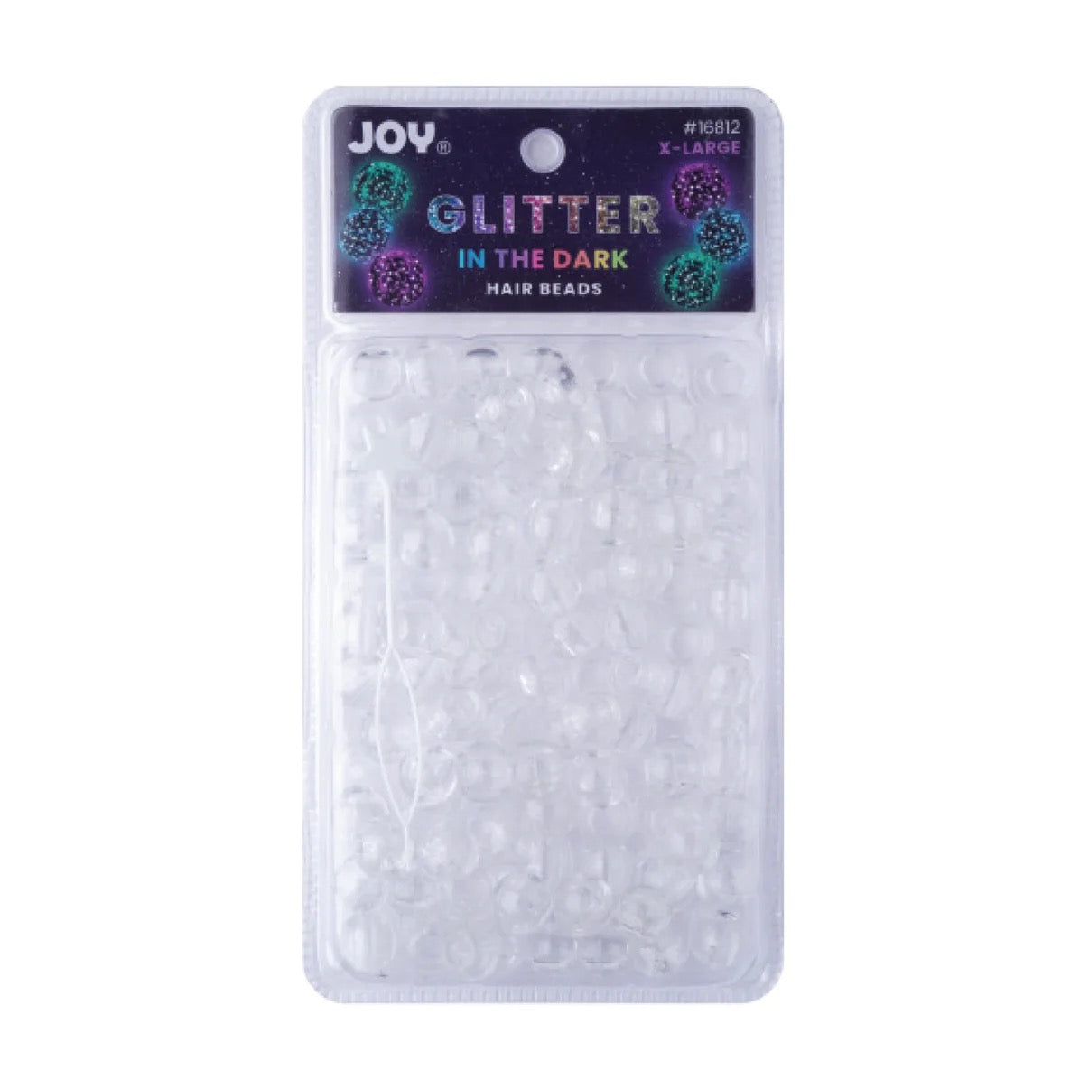 Joy Hair Beads XL 16812 Glitter GID Clear