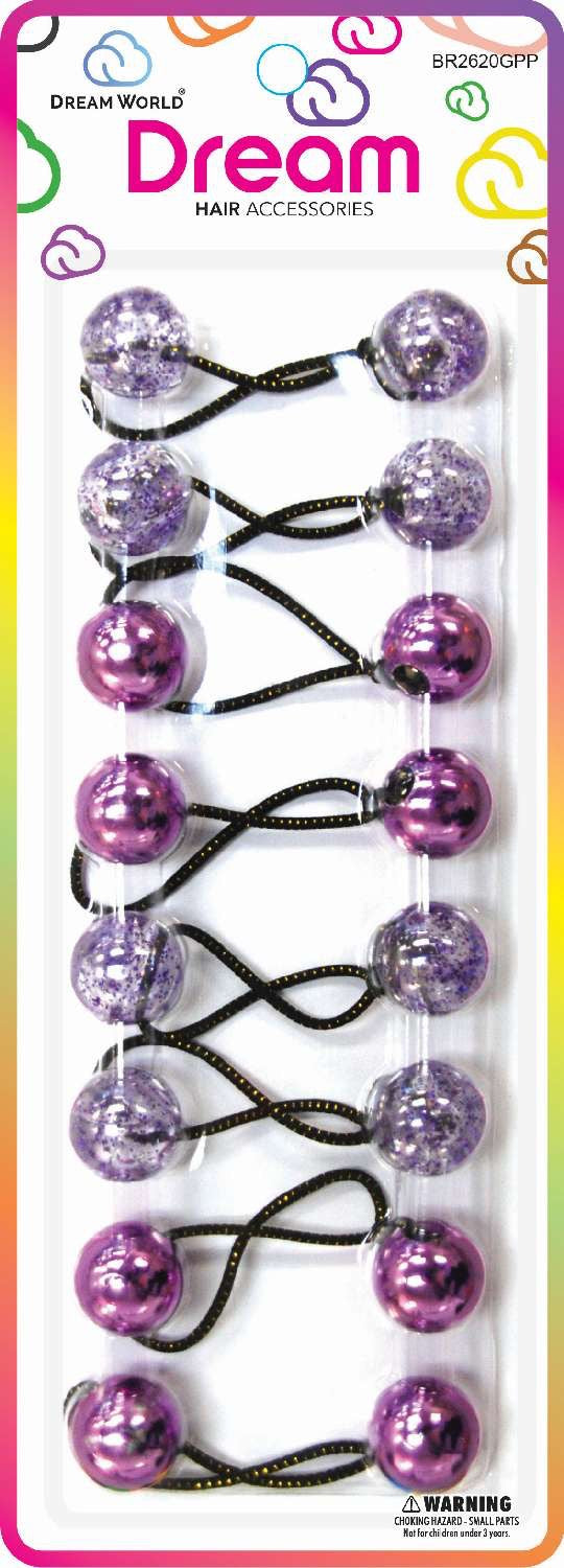 DREAM P/T 20MM 10PC GLITTER PURPLE ASSORTED